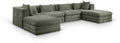 Sinclair 152" Green Chenille Fabric Upholstered 6Pc. Modular Sectional - Sec6B