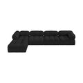 Anastasia 136" Black Boucle Fabric Upholstered 5pc. Modular Sectional - Sec5B