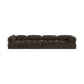 Anastasia 136" Brown Boucle Fabric Upholstered 4pc. Modular Sofa - S136A