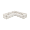 Anastasia 102" Cream Boucle Fabric Upholstered 5pc. Modular Sectional - Sec5D