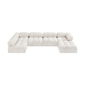Anastasia 136" Cream Boucle Fabric Upholstered 6pc. Modular Sectional - Sec6A