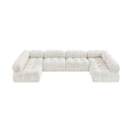 Anastasia 136" Cream Boucle Fabric Upholstered 6pc. Modular Sectional - Sec6B