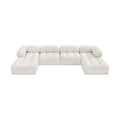 Anastasia 136" Cream Boucle Fabric Upholstered 6pc. Modular Sectional - Sec6D