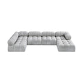 Anastasia 136" Grey Boucle Fabric Upholstered 6pc. Modular Sectional - Sec6A