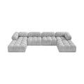 Anastasia 136" Grey Boucle Fabric Upholstered 6pc. Modular Sectional - Sec6D