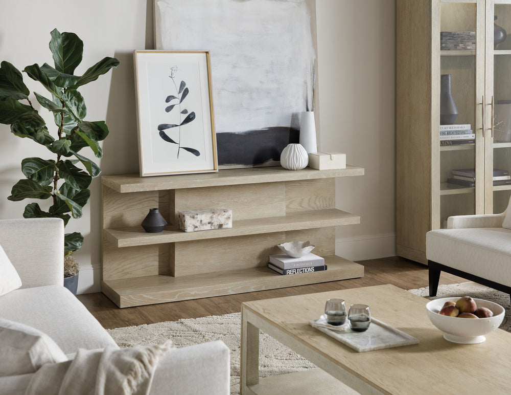 Cascade Console Table with Oak Veneers and Taupe Finish