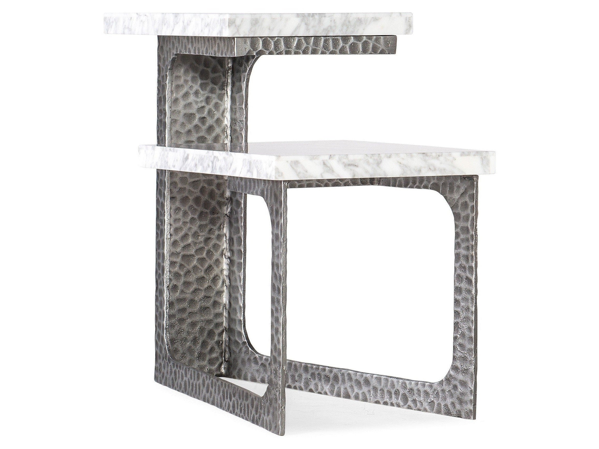 Georgie Side Table – Silver Metal Base with Marble Top