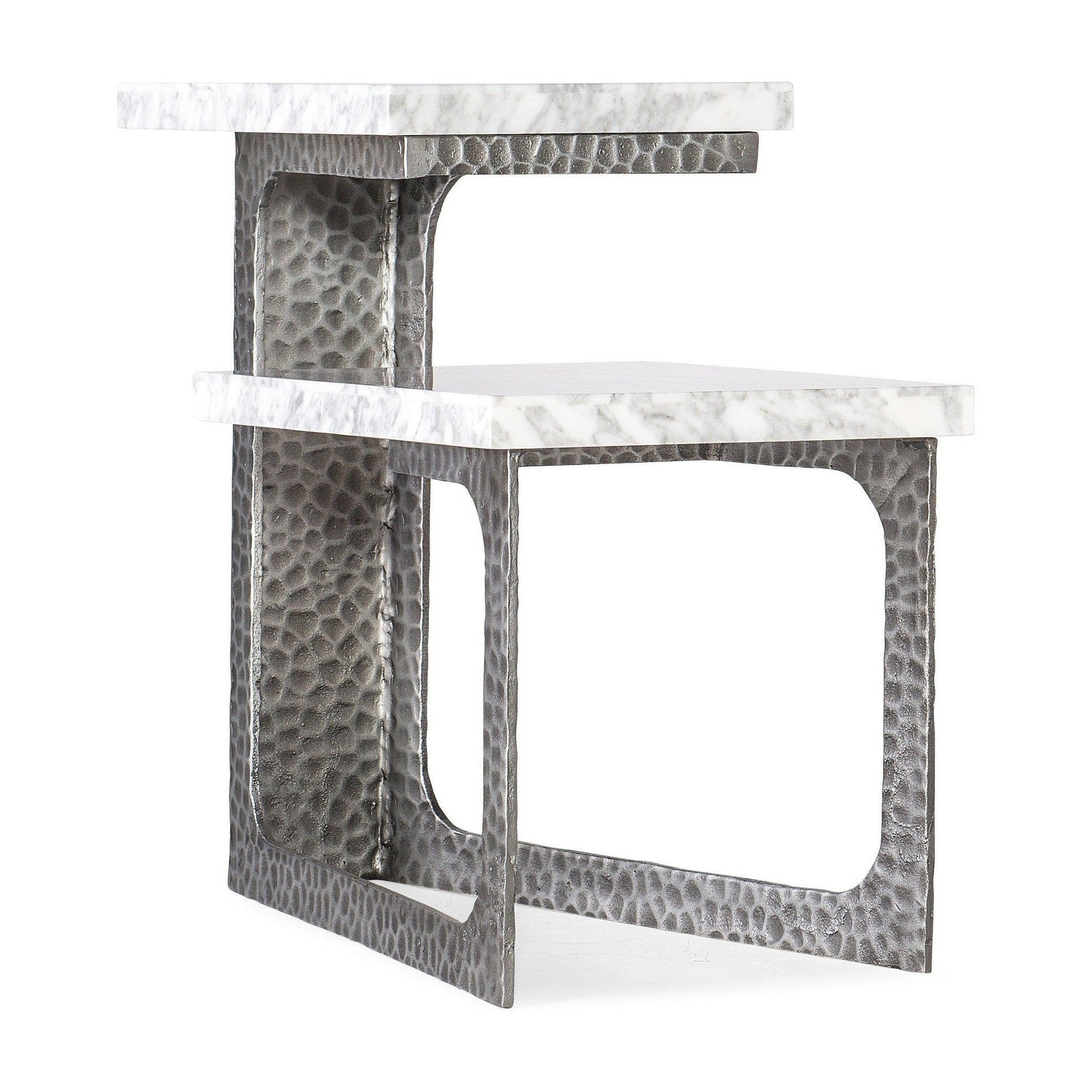 Georgie Side Table – Silver Metal Base with Marble Top