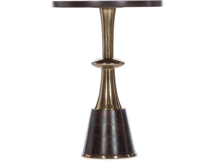 Caroline Accent Table with Dark Wood Top & Gold Metal Base