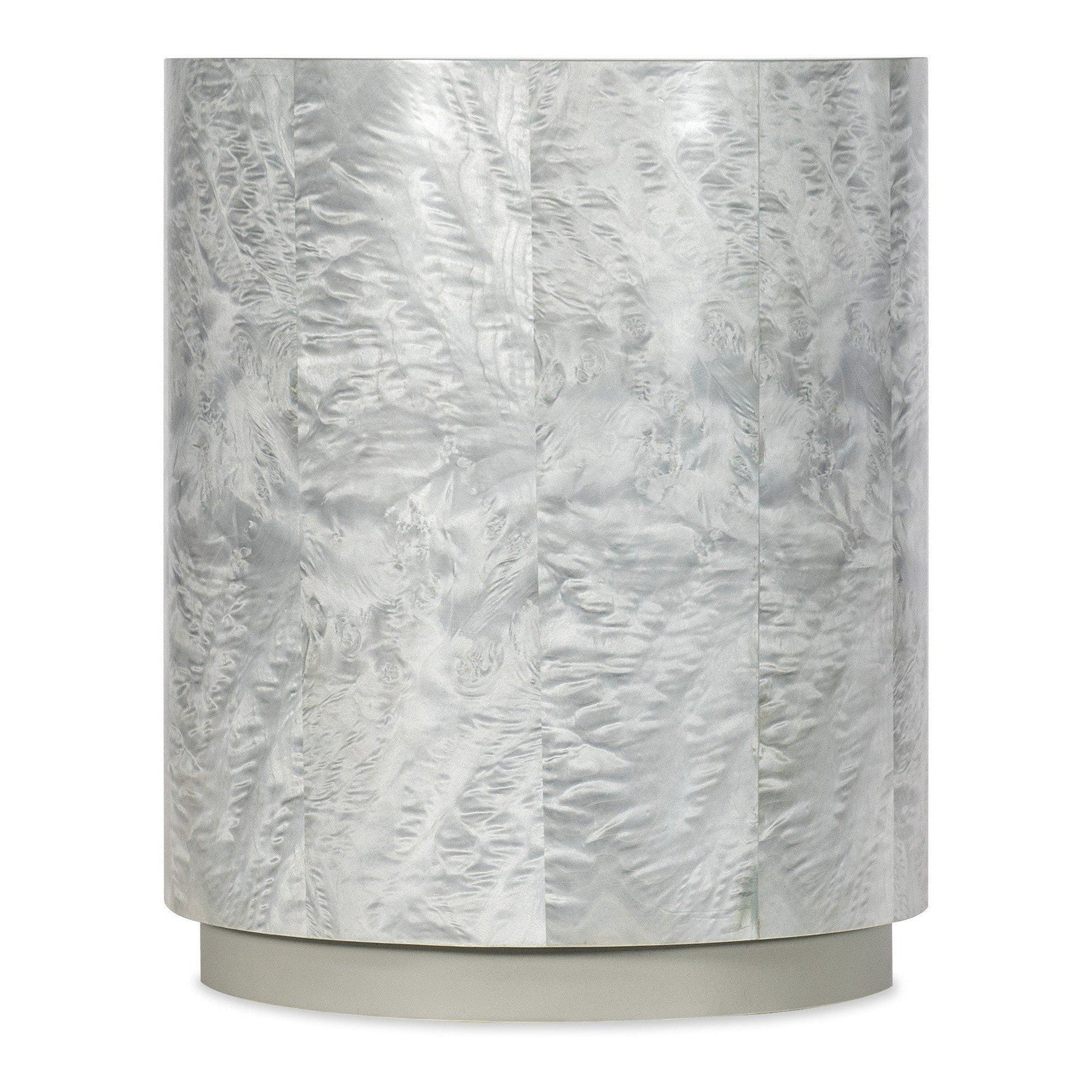Emile Accent Table – Silver & Gray Burl Veneer