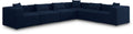 Demetria 144" Navy Fabric Upholstered 6pc. Modular Sectional - Sec6A