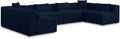 Demetria 144" Navy Fabric Upholstered 6pc. Modular Sectional - Sec6D