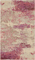 Celestial Ivory Pink Modern Polypropylene Area Rug