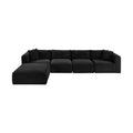 Rovigo 140" Black Corduroy Performance Fabric Upholstered 5 pc. Modular Sectional - Sec5A
