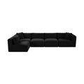 Rovigo 140" Black Corduroy Performance Fabric Upholstered 5 pc. Modular Sectional - Sec5B