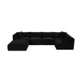 Rovigo 140" Black Corduroy Performance Fabric Upholstered 6 pc. Modular Sectional - Sec6D