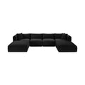 Rovigo 140" Black Corduroy Performance Fabric Upholstered 6 pc. Modular Sectional - Sec6E
