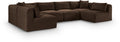Rovigo 140" Brown Corduroy Performance Fabric Upholstered 6 pc. Modular Sectional - Sec6B