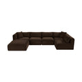 Rovigo 140" Brown Corduroy Performance Fabric Upholstered 6 pc. Modular Sectional - Sec6D
