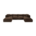 Rovigo 140" Brown Corduroy Performance Fabric Upholstered 6 pc. Modular Sectional - Sec6E