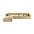 Rovigo 140" Camel Corduroy Performance Fabric Upholstered 5 pc. Modular Sectional - Sec5A