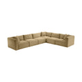 Rovigo 140" Camel Corduroy Performance Fabric Upholstered 6 pc. Modular Sectional - Sec6A