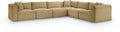 Rovigo 140" Camel Corduroy Performance Fabric Upholstered 6 pc. Modular Sectional - Sec6A
