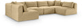 Rovigo 140" Camel Corduroy Performance Fabric Upholstered 6 pc. Modular Sectional - Sec6B