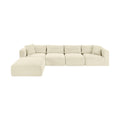 Rovigo 140" Cream Corduroy Performance Fabric Upholstered 5 pc. Modular Sectional - Sec5A
