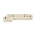 Rovigo 140" Cream Corduroy Performance Fabric Upholstered 5 pc. Modular Sectional - Sec5B