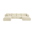 Rovigo 145" Cream Corduroy Performance Fabric Upholstered 5 pc. Modular Sectional - Sec5E