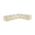 Rovigo 140" Cream Corduroy Performance Fabric Upholstered 6 pc. Modular Sectional - Sec6A