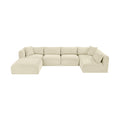 Rovigo 140" Cream Corduroy Performance Fabric Upholstered 6 pc. Modular Sectional - Sec6D