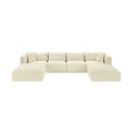 Rovigo 140" Cream Corduroy Performance Fabric Upholstered 6 pc. Modular Sectional - Sec6E
