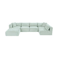 Rovigo 140" Mint Corduroy Performance Fabric Upholstered 6 pc. Modular Sectional - Sec6D