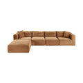 Rovigo 140" Saddle Corduroy Performance Fabric Upholstered 5 pc. Modular Sectional - Sec5A