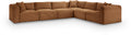 Rovigo 140" Saddle Corduroy Performance Fabric Upholstered 6 pc. Modular Sectional - Sec6A