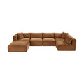 Rovigo 140" Saddle Corduroy Performance Fabric Upholstered 6 pc. Modular Sectional - Sec6D