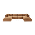 Rovigo 140" Saddle Corduroy Performance Fabric Upholstered 6 pc. Modular Sectional - Sec6E