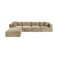 Rovigo 140" Taupe Corduroy Performance Fabric Upholstered 5 pc. Modular Sectional - Sec5A
