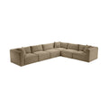 Rovigo 140" Taupe Corduroy Performance Fabric Upholstered 6 pc. Modular Sectional - Sec6A