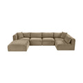 Rovigo 140" Taupe Corduroy Performance Fabric Upholstered 6 pc. Modular Sectional - Sec6D