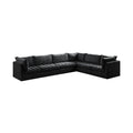 Huntley 140" Black Velvet Upholstered 6pc. Modular Sectional - Sec6A