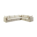 Huntley 140" Cream Velvet Upholstered 6pc. Modular Sectional - Sec6A