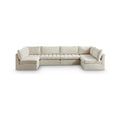 Huntley 140" Cream Velvet Upholstered 6pc. Modular Sectional - Sec6B