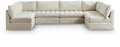 Huntley 140" Cream Velvet Upholstered 6pc. Modular Sectional - Sec6B