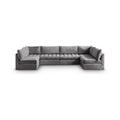 Huntley 140" Grey Velvet Upholstered 6pc. Modular Sectional - Sec6B