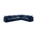 Huntley 140" Navy Velvet Upholstered 6pc. Modular Sectional - Sec6A