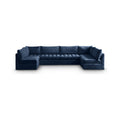 Huntley 140" Navy Velvet Upholstered 6pc. Modular Sectional - Sec6B