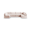 Huntley 140" Pink Velvet Upholstered 6pc. Modular Sectional - Sec6B